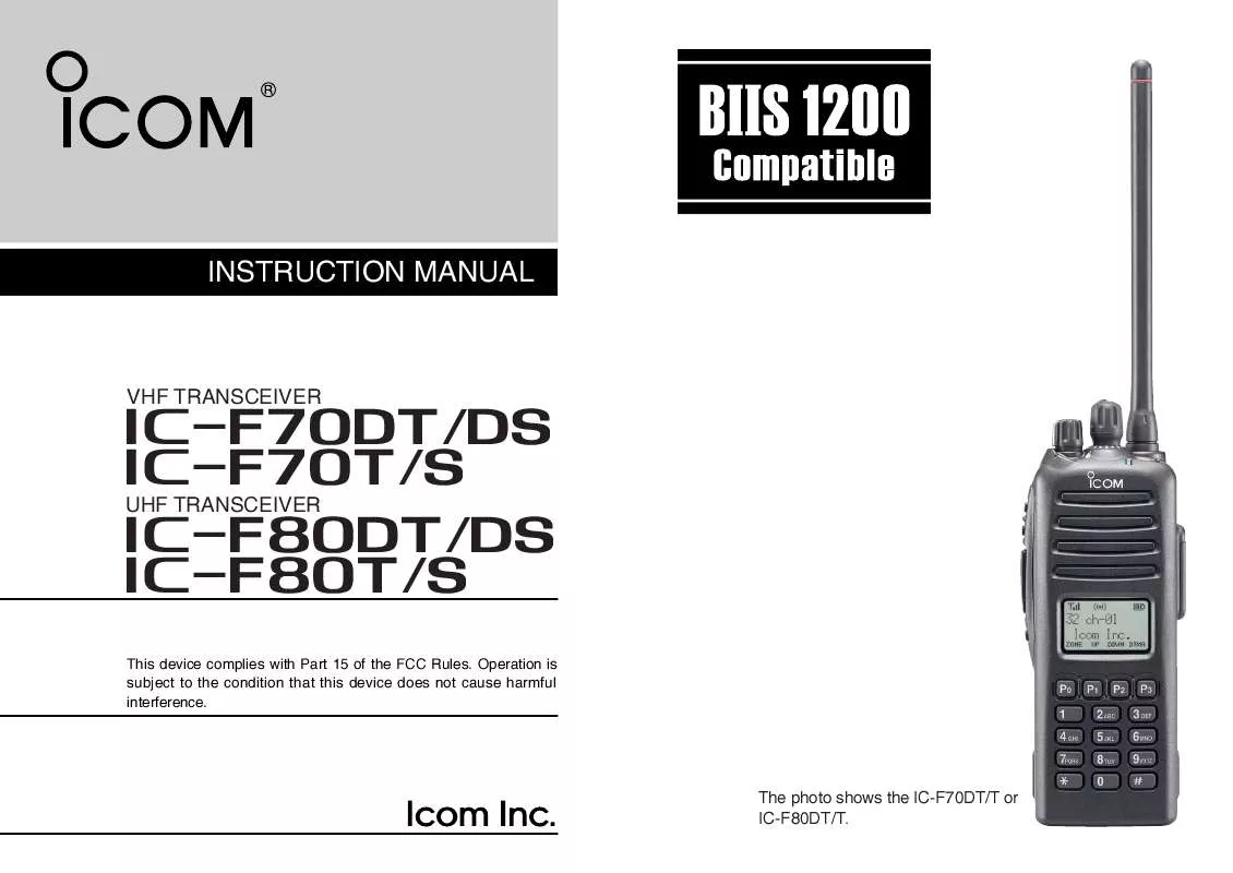 Mode d'emploi ICOM F80T