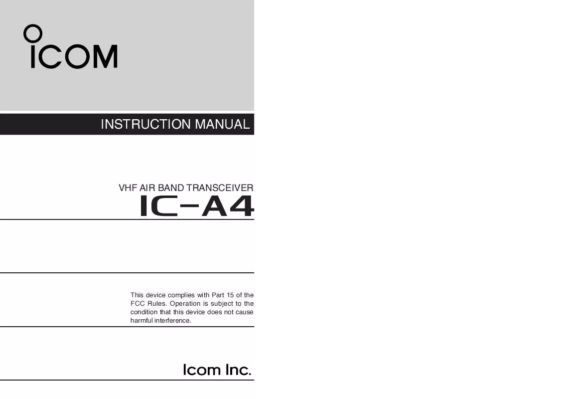 Mode d'emploi ICOM IC-A4 V1