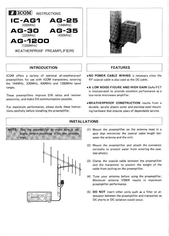 Mode d'emploi ICOM IC-AG-1200