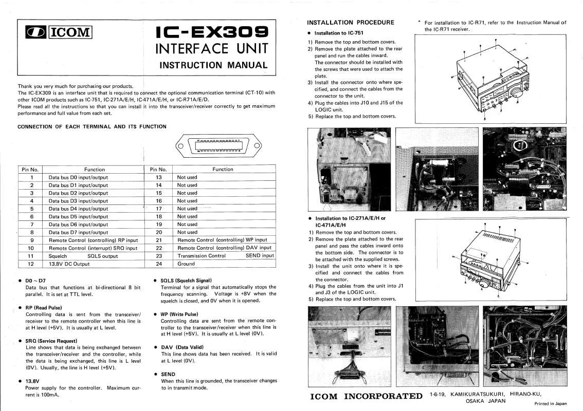 Mode d'emploi ICOM IC-EX309