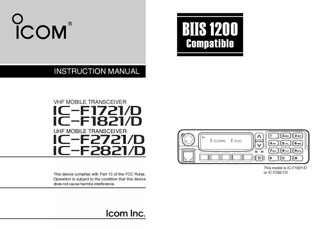 Mode d'emploi ICOM IC-F1810D
