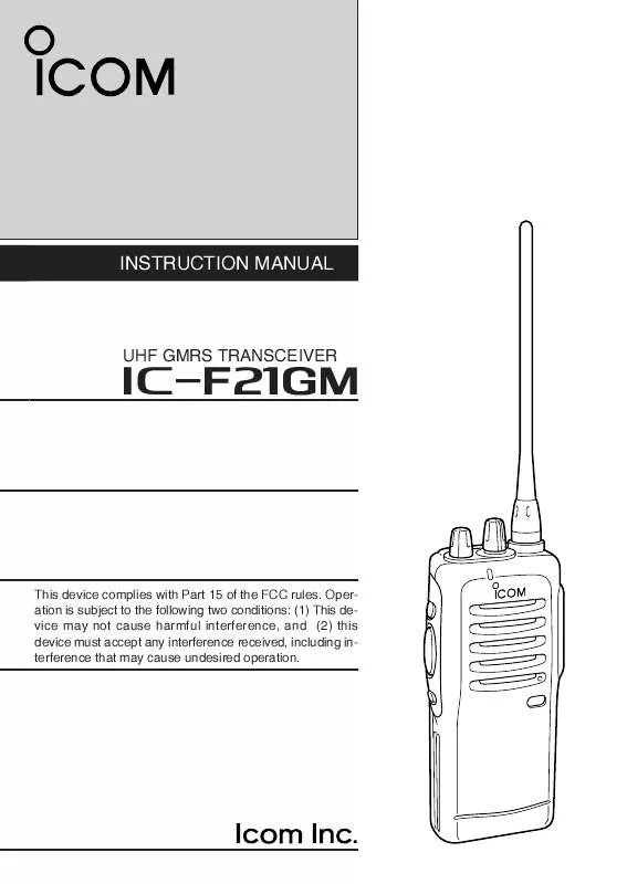 Mode d'emploi ICOM IC-F21GM