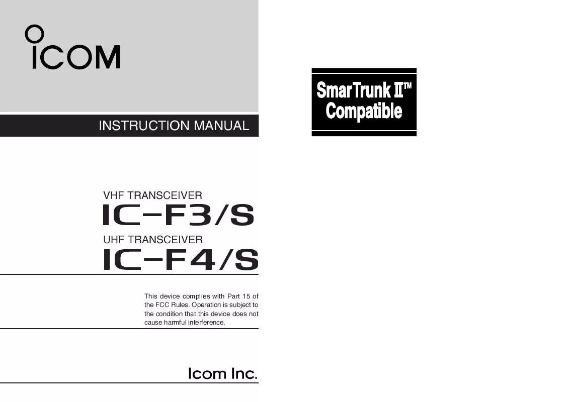 Mode d'emploi ICOM IC-F3
