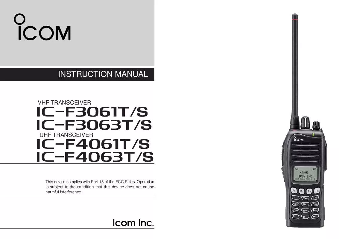 Mode d'emploi ICOM IC-F3061T-S