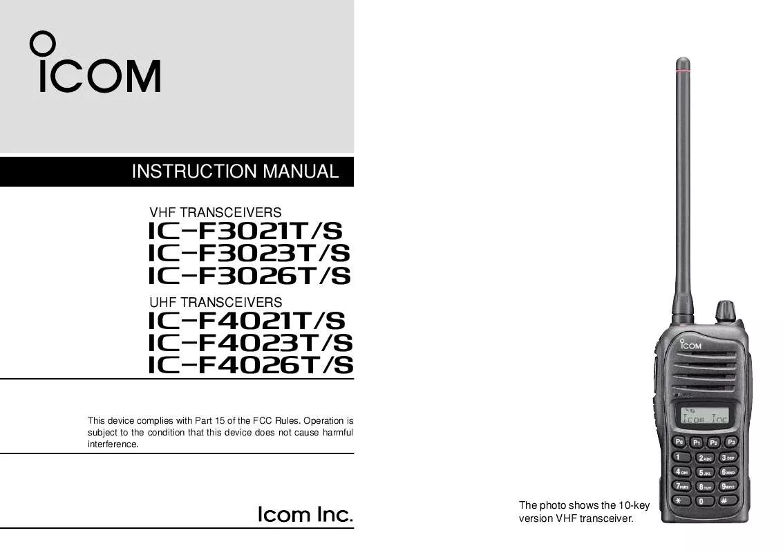 Mode d'emploi ICOM IC-F4026T-S