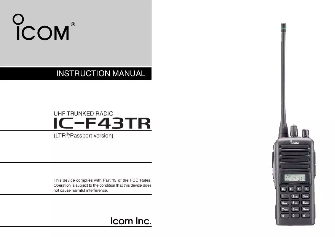 Mode d'emploi ICOM IC-F43TR