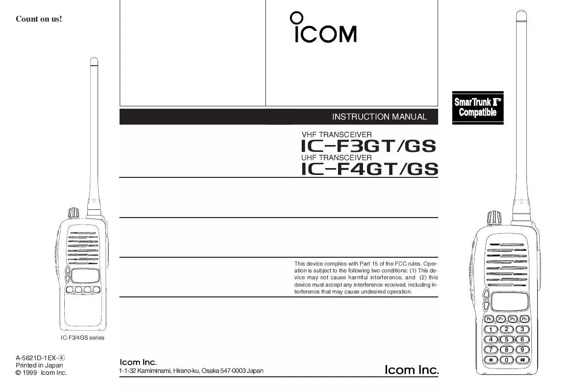 Mode d'emploi ICOM IC-F4GS