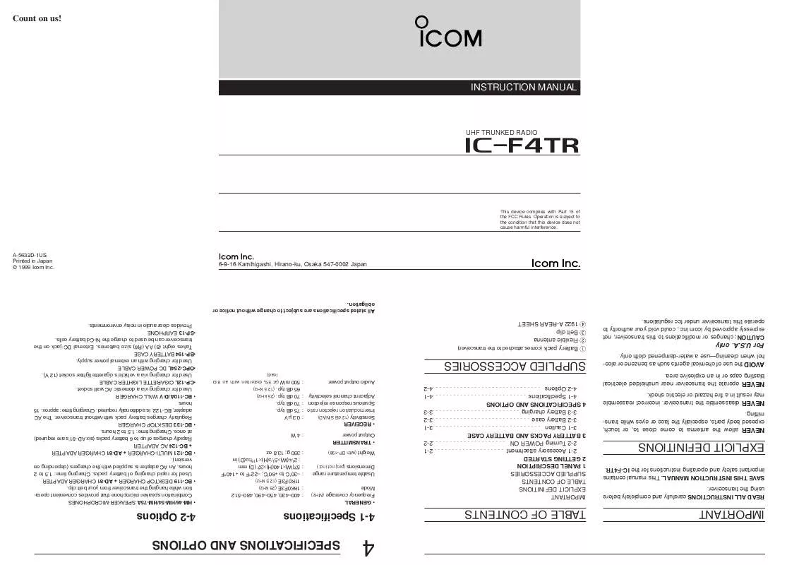 Mode d'emploi ICOM IC-F4TR