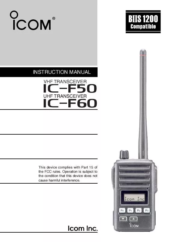 Mode d'emploi ICOM IC-F60 BIIS