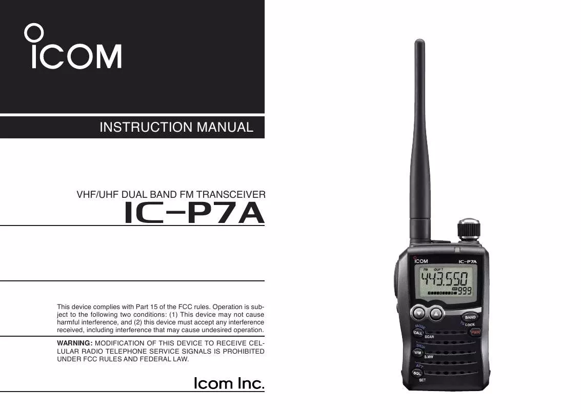 Mode d'emploi ICOM IC-P7A