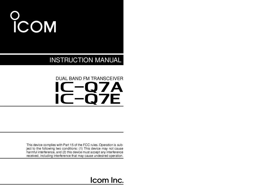 Mode d'emploi ICOM IC-Q7E