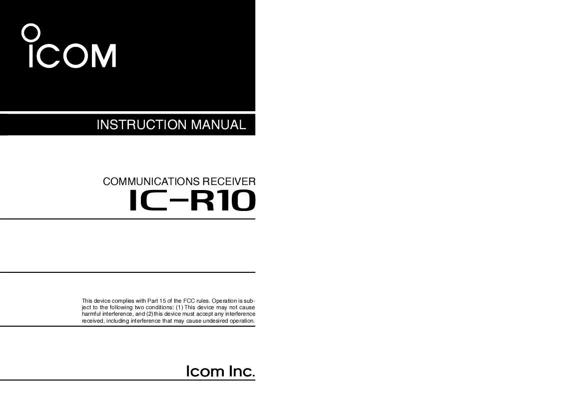 Mode d'emploi ICOM IC-R10