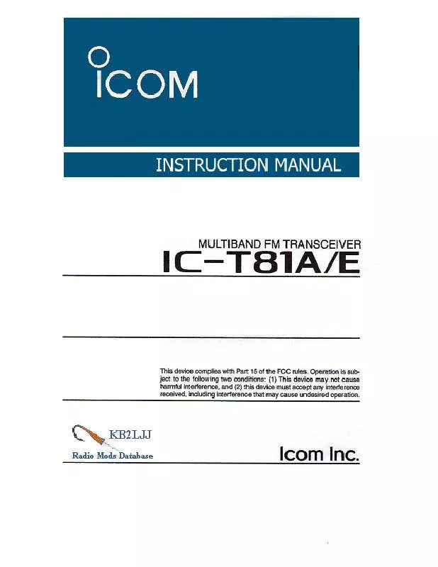 Mode d'emploi ICOM IC-T81E
