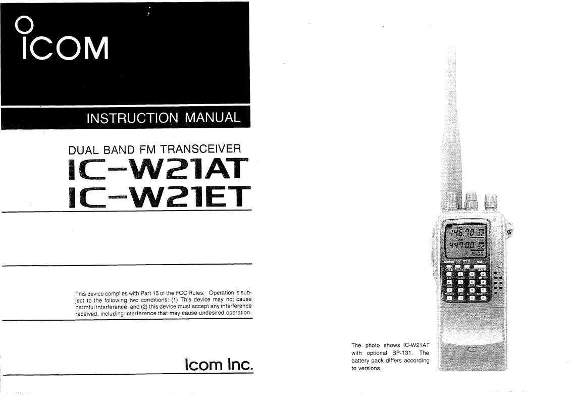 Mode d'emploi ICOM IC-W21AT-ET
