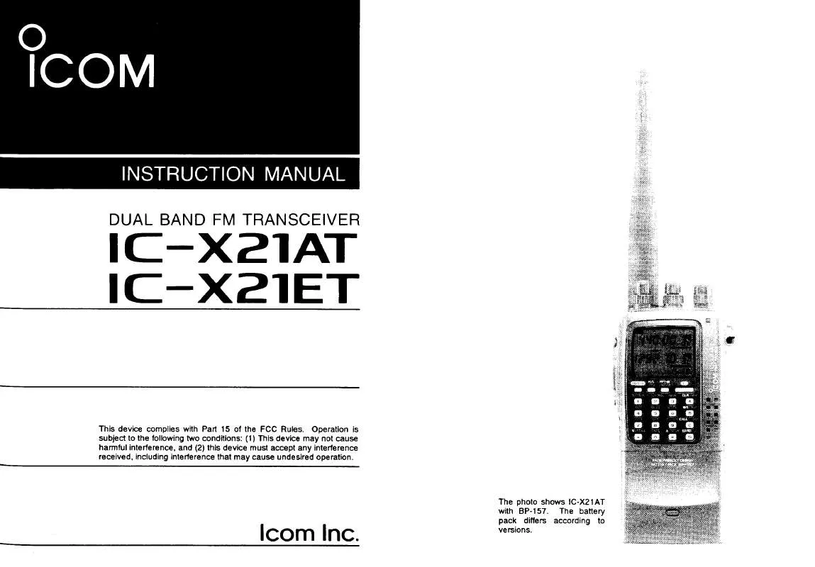 Mode d'emploi ICOM IC-X21AT-ET