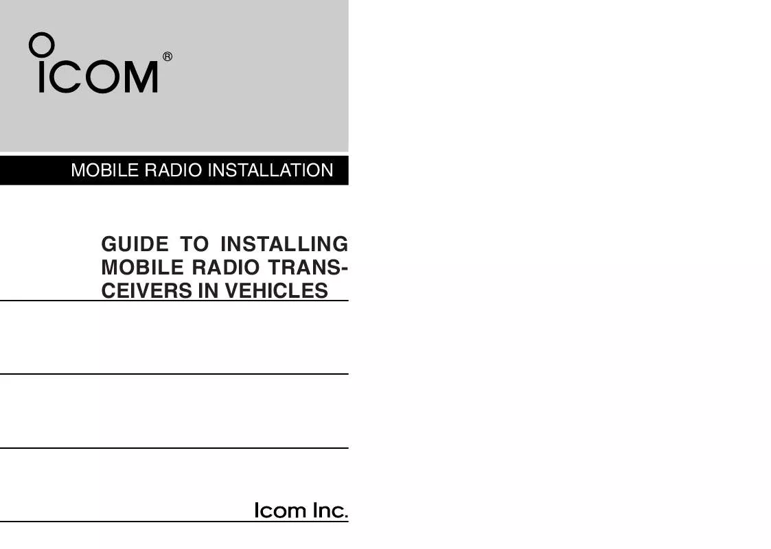 Mode d'emploi ICOM MOBILE RADIO INSTALLATION