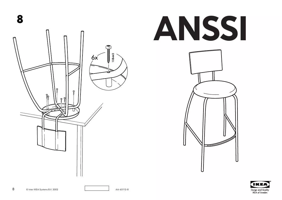 Mode d'emploi IKEA ANSSI BAR STOOL/BACKREST 29 BLK