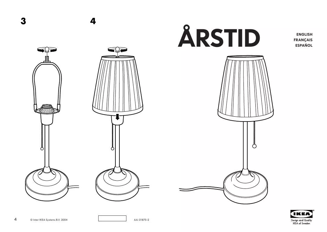 Mode d'emploi IKEA ÅRSTID TABLE LAMP