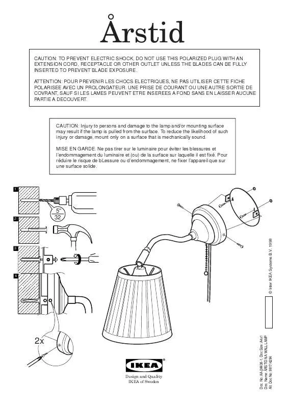 Mode d'emploi IKEA ARSTID WALL LAMP