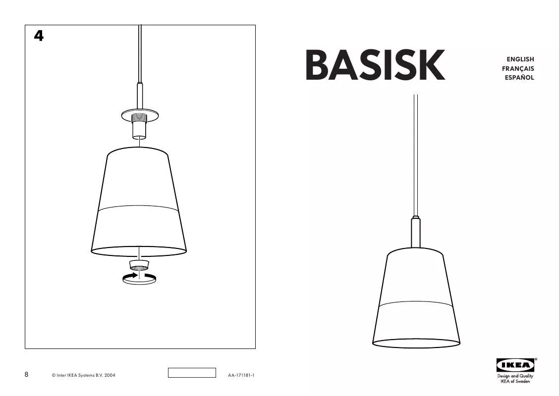 Mode d'emploi IKEA BASISK PENDENT LAMP 8