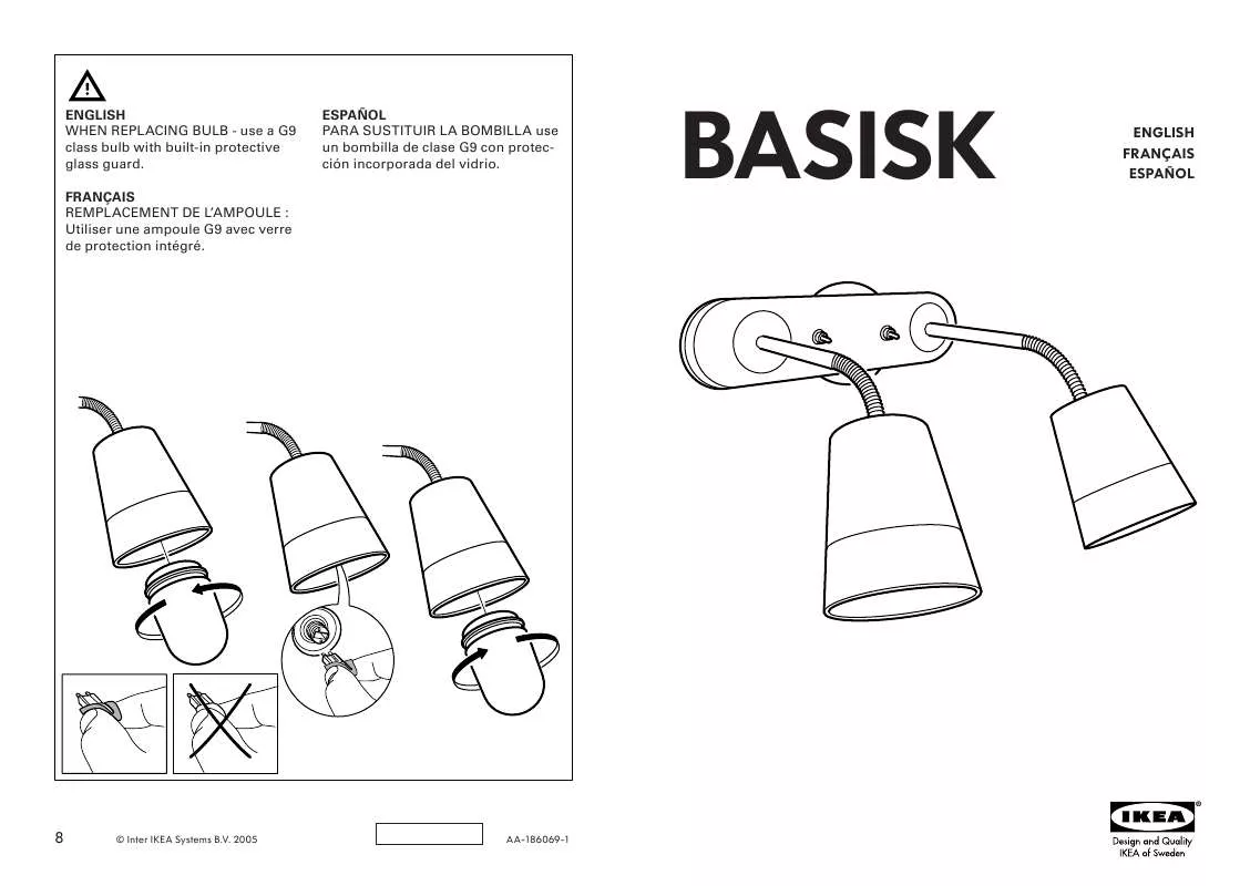 Mode d'emploi IKEA BASISK WALL LAMP DOUBLE
