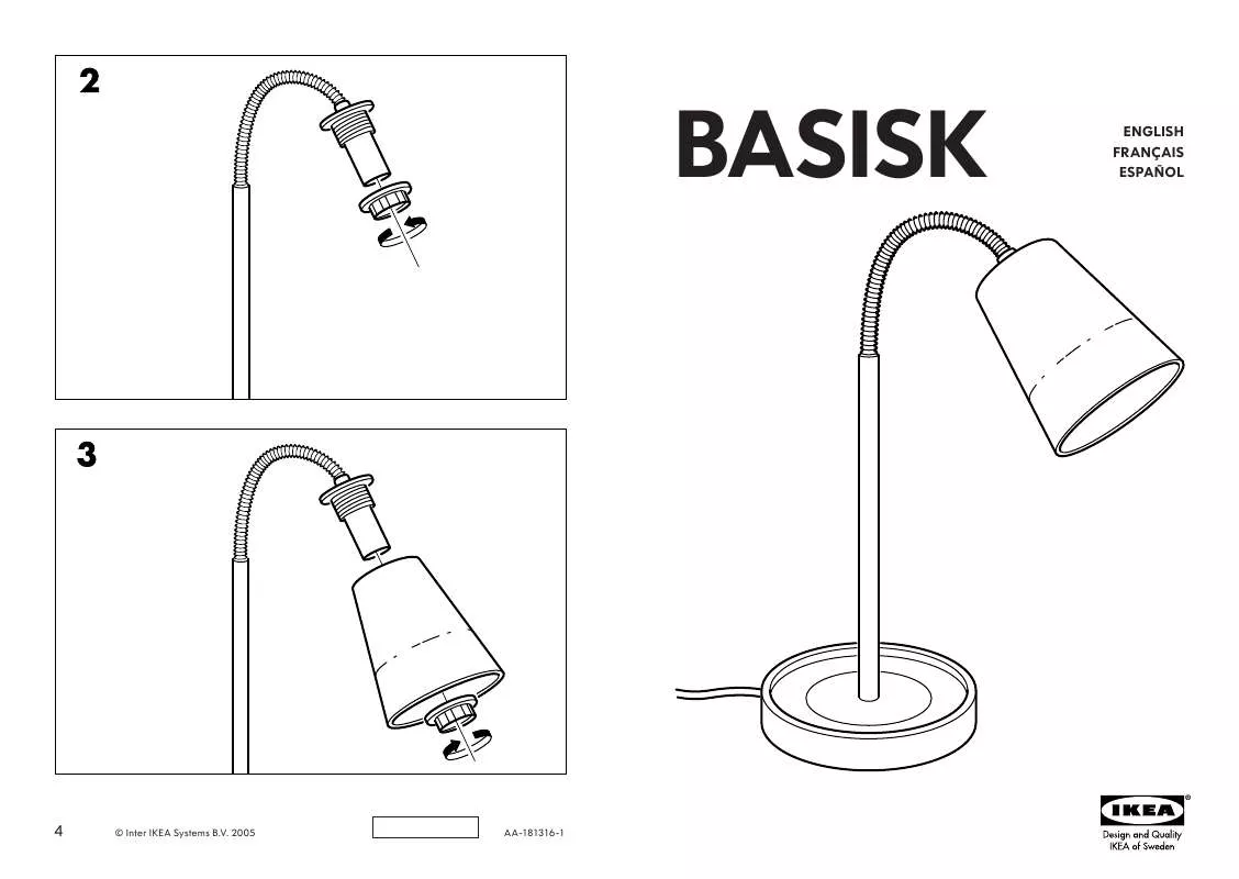 Mode d'emploi IKEA BASISK WORK LAMP
