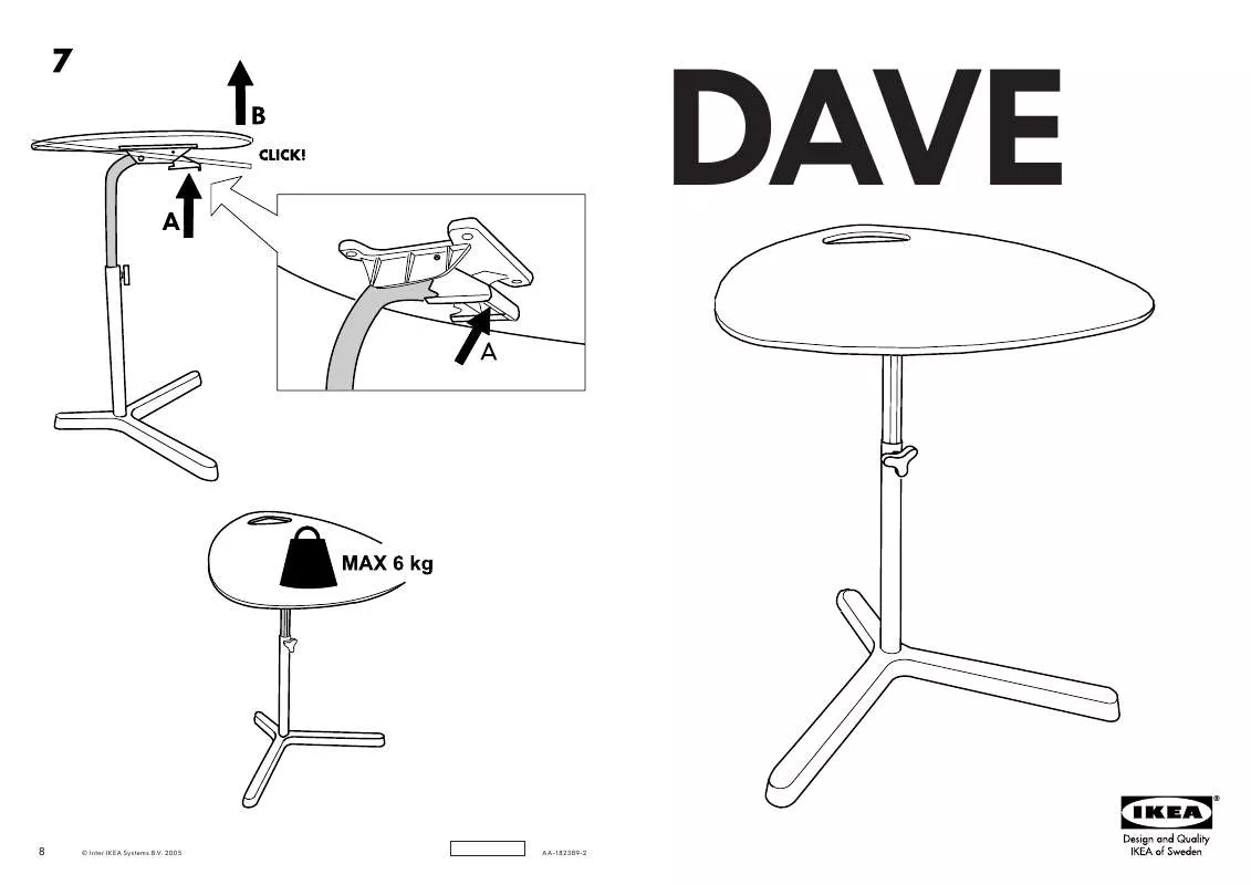 Mode d'emploi IKEA DAVE LAPTOP TABLE 23 5/8X19 5/8
