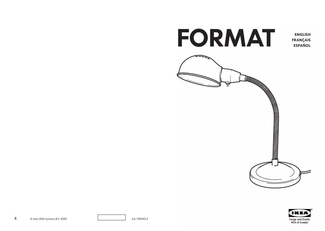 Mode d'emploi IKEA FORMAT WORK LAMP