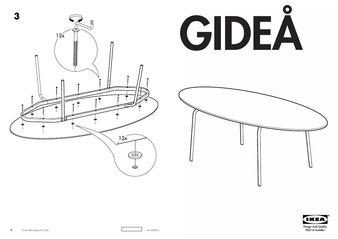 Mode d'emploi IKEA GIDEÅ TABLE 93X40