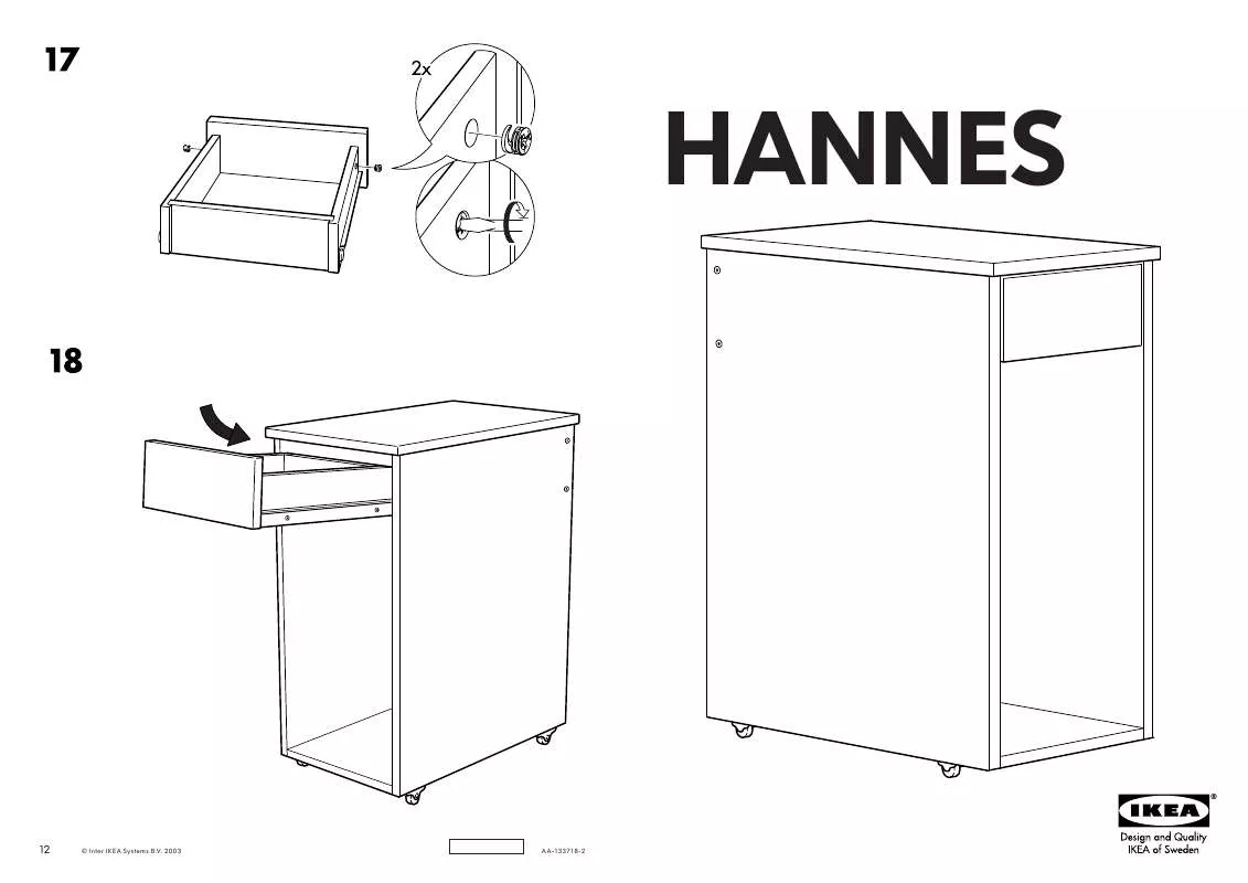 Mode d'emploi IKEA HANNES COMPUTER UNIT/DRAWERS 14X24