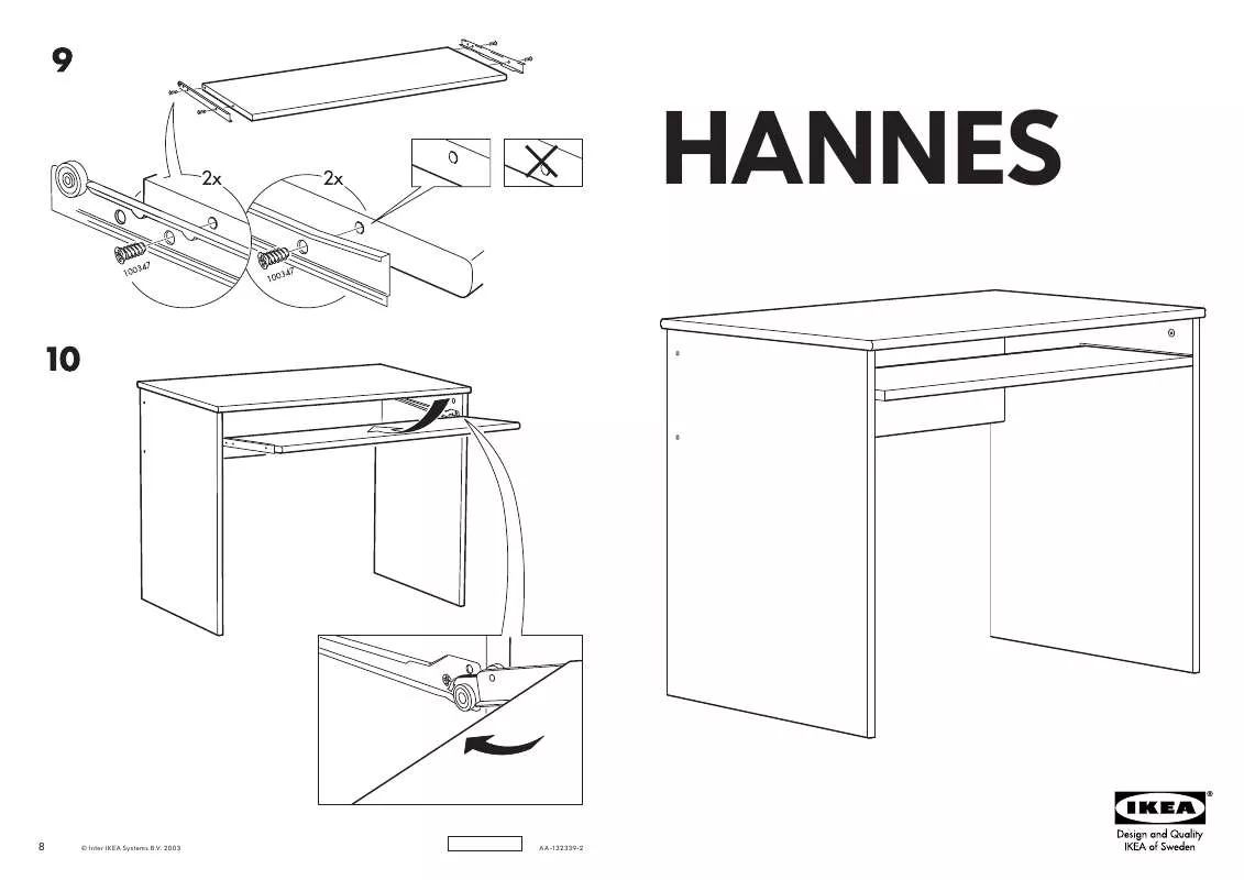 Mode d'emploi IKEA HANNES DESK 35 3/8X23 5/8