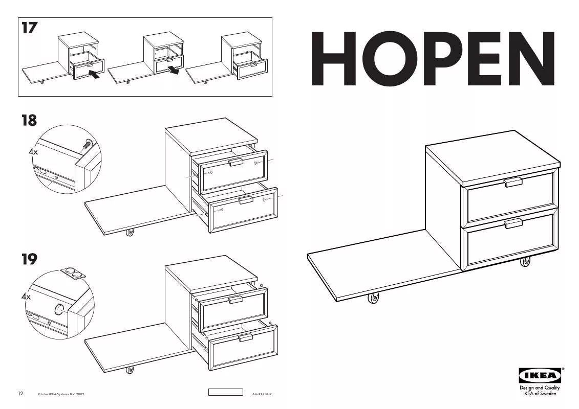 Mode d'emploi IKEA HOPEN BEDSIDE TABLE 39X17