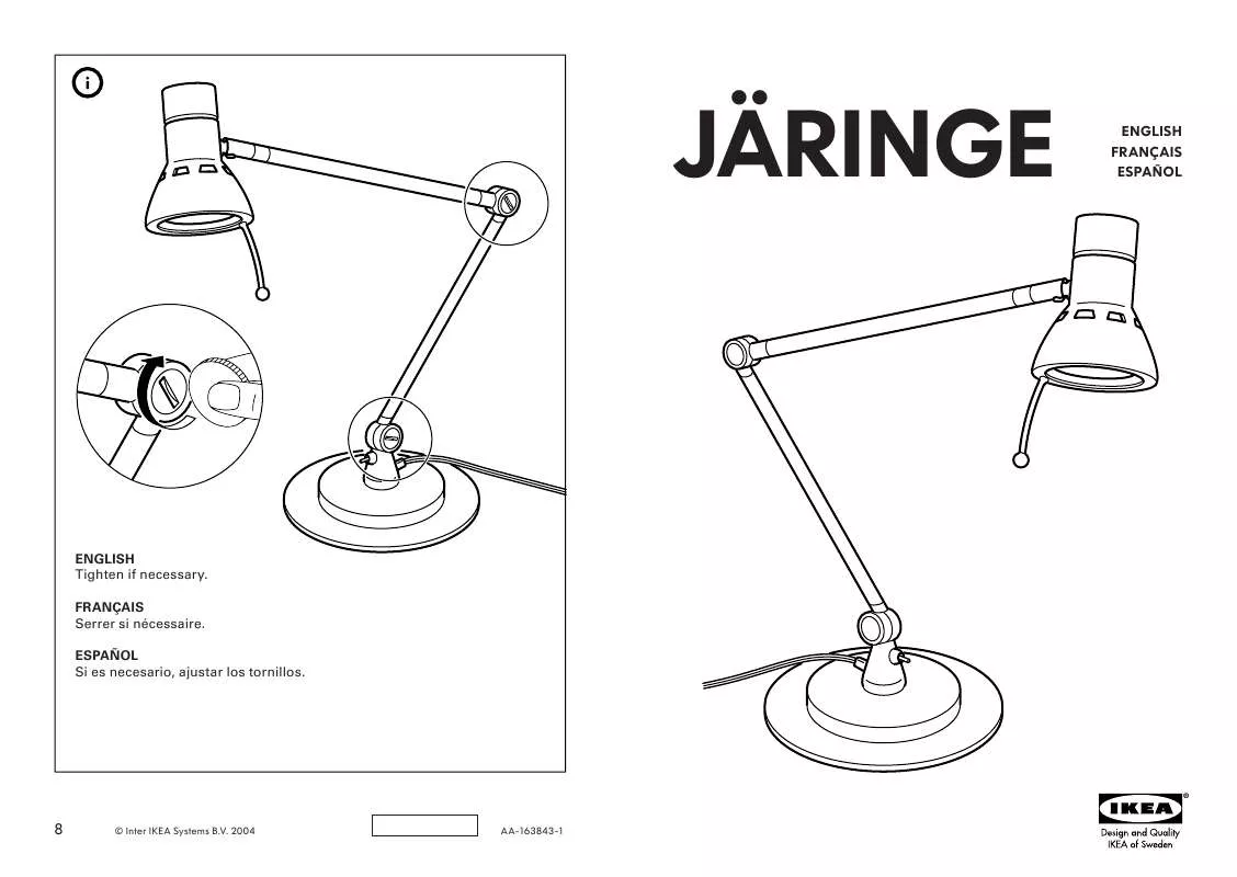 Mode d'emploi IKEA JÄRINGE WORK LAMP