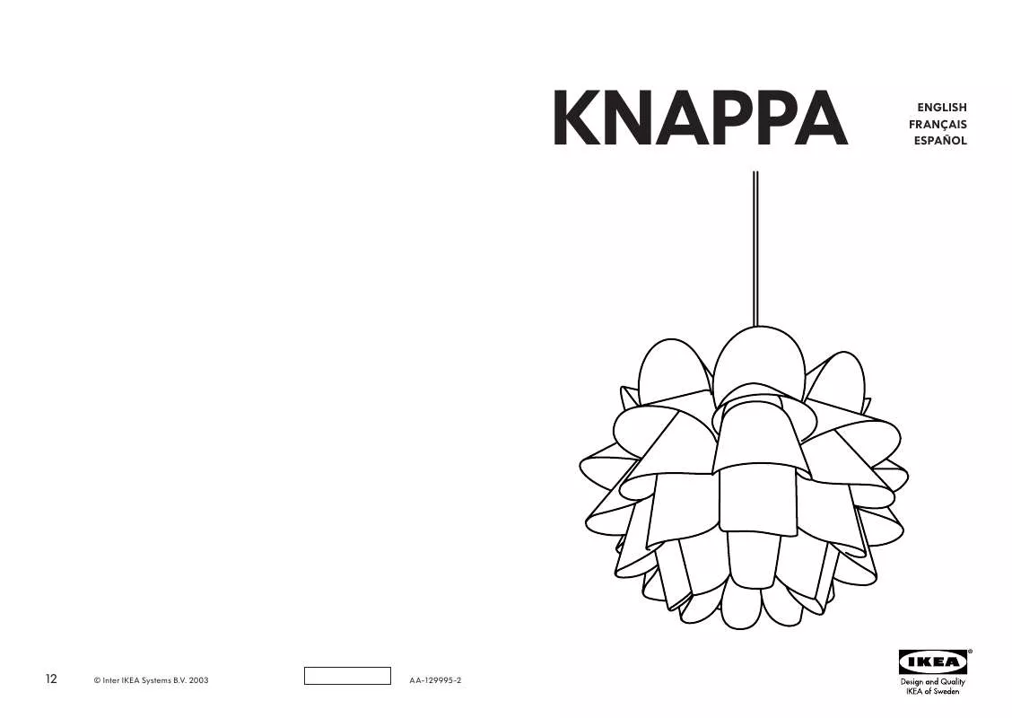 Mode d'emploi IKEA KNAPPA PENDANT LAMP