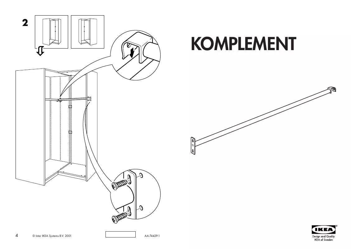 Mode d'emploi IKEA KOMPLEMENT CLOTHES RAIL FOR ADD-ON CORNER UNIT