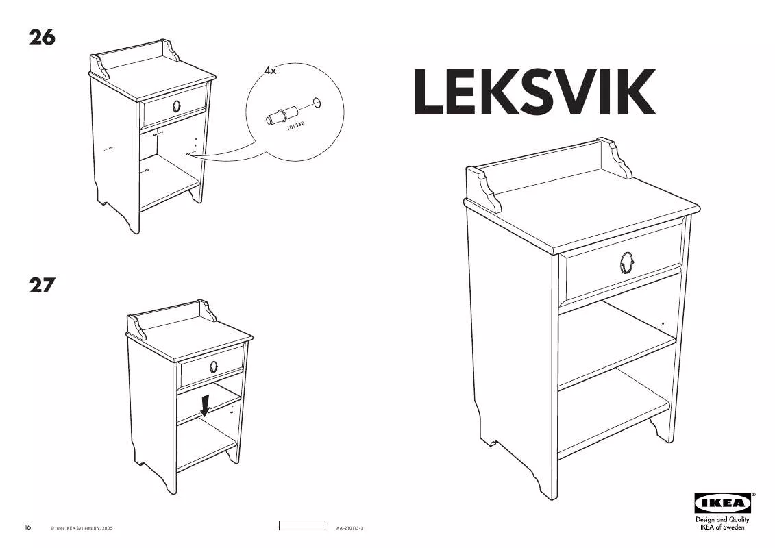 Mode d'emploi IKEA LEKSVIK BEDSIDE TABLE 16 1/8X13