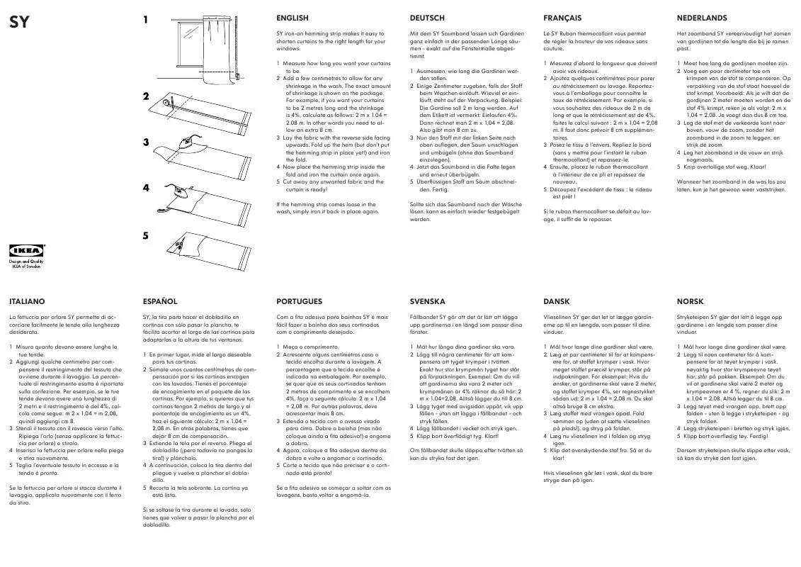 Mode d'emploi IKEA LENDA CURTAIN W/TIE-BACK 55X98 2PK