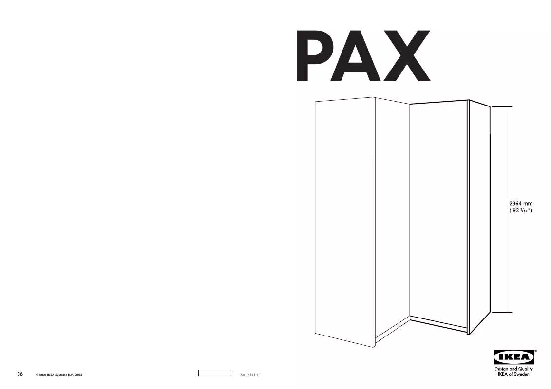 Mode d'emploi IKEA PAX ADD-ON CORNER UNIT 21X93