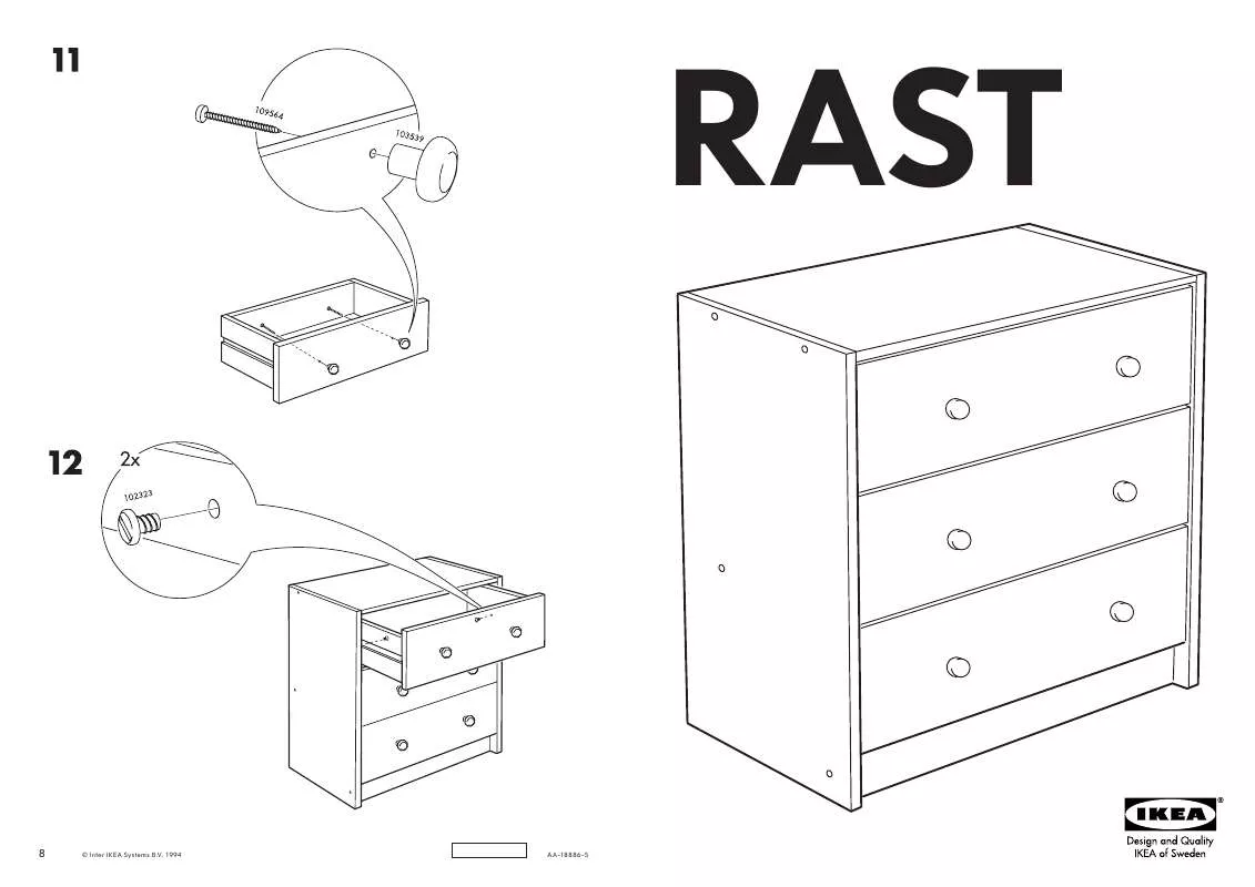 Mode d'emploi IKEA RAST CHEST W/ 3DRAWERS 24 3/8X27 1/2