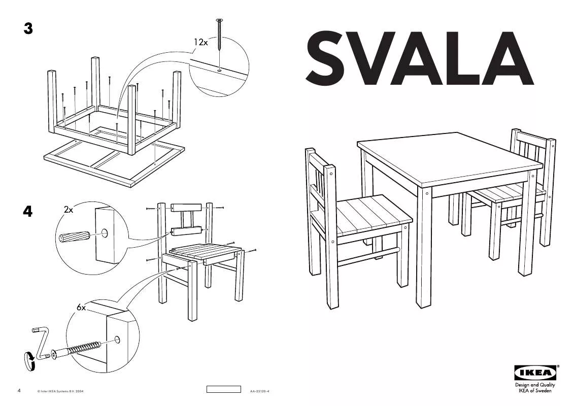 Mode d'emploi IKEA SVALA CHILDREN'S TABLE W/ 2 CHAIRS
