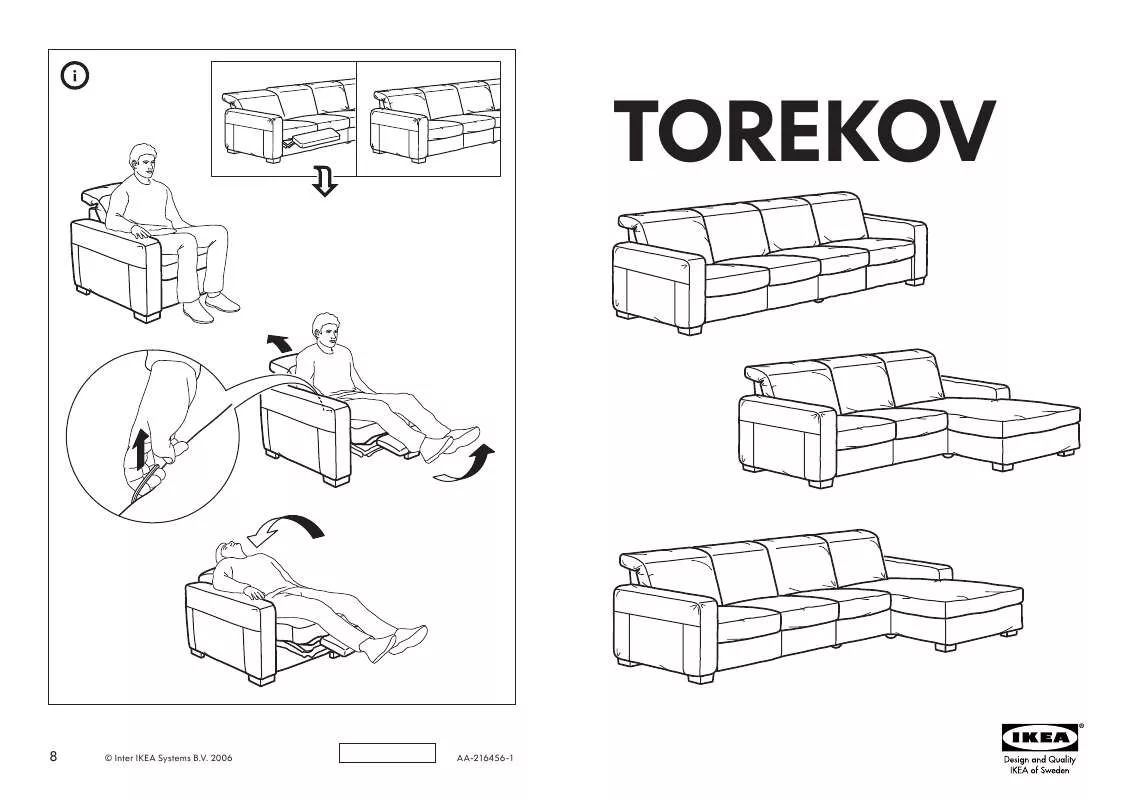 Mode d'emploi IKEA TOREKOV LOVESEAT W/1 ARM W/ RECLINER