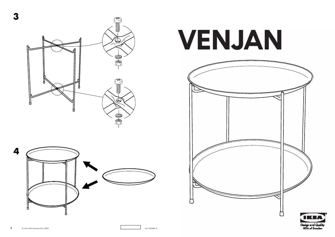 Mode d'emploi IKEA VENJAN TRAY TABLE 20 1/2