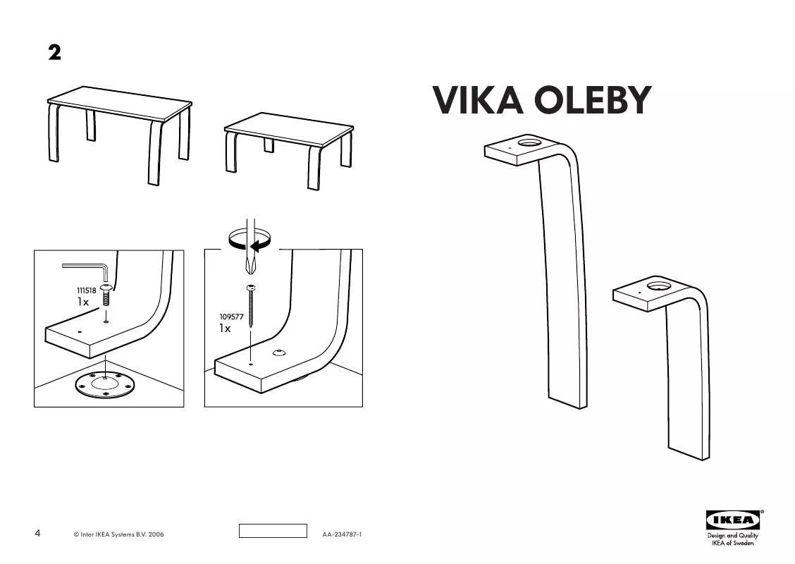 Mode d'emploi IKEA VIKA OLEBY LEG 17 3/4
