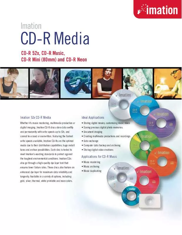 Mode d'emploi IMATION CD-R MEDIA