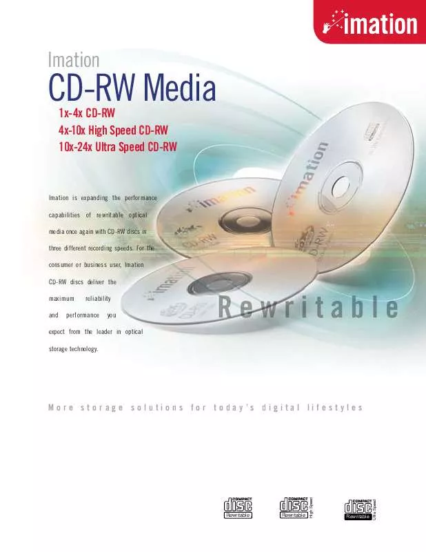 Mode d'emploi IMATION CD-RW MEDIA