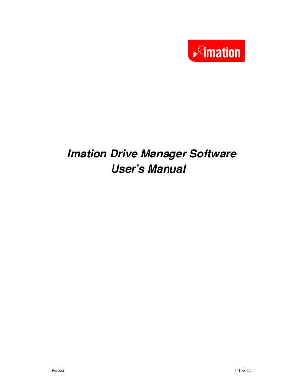Mode d'emploi IMATION DRIVE MANAGER
