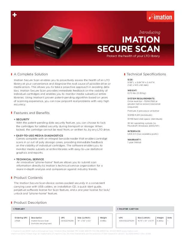 Mode d'emploi IMATION SECURE SCAN