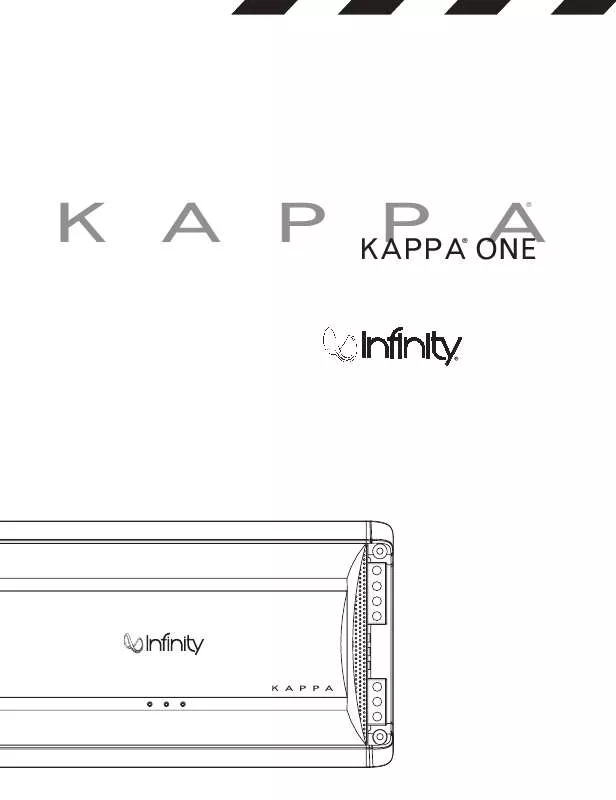 Mode d'emploi INFINITY KAPPA ONE