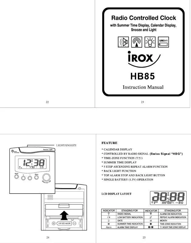 Mode d'emploi IROX HB85