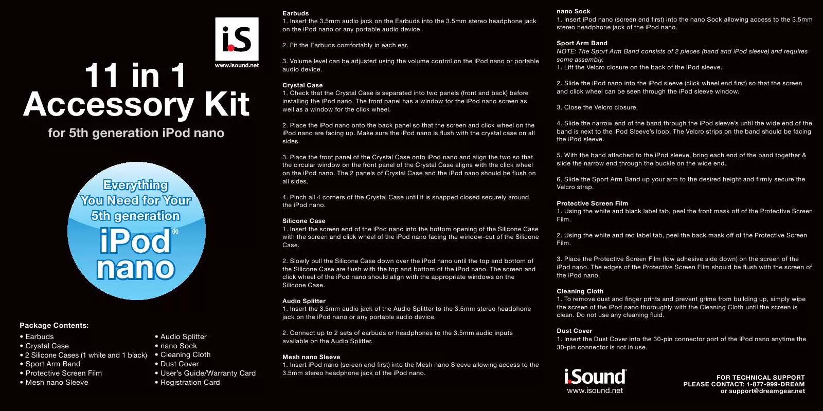 Mode d'emploi ISOUND 11 IN 1 ACCESSORY KIT